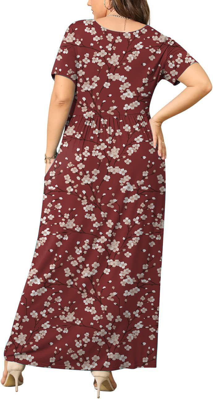 JuneFish Women's Summer Plus Size 2X to 6X Maxi Loose Dress with Pockets