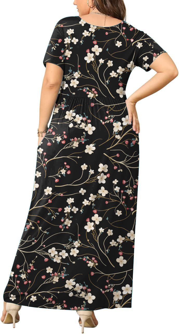 JuneFish Women's Summer Plus Size 2X to 6X Maxi Loose Dress with Pockets