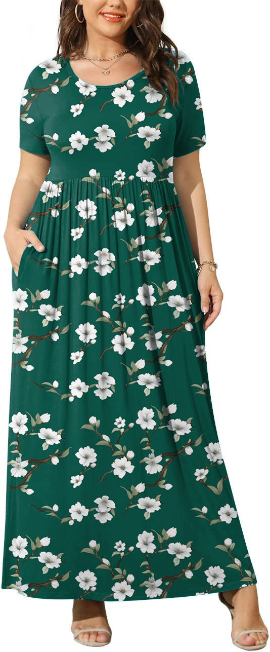 JuneFish Women's Summer Plus Size 2X to 6X Maxi Loose Dress with Pockets