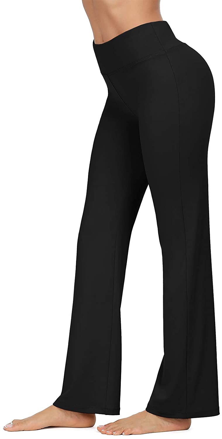 JuneFish Women's Boot-Cut Yoga Pants Tummy Control Workout Non See-Through Bootleg Yoga Pants