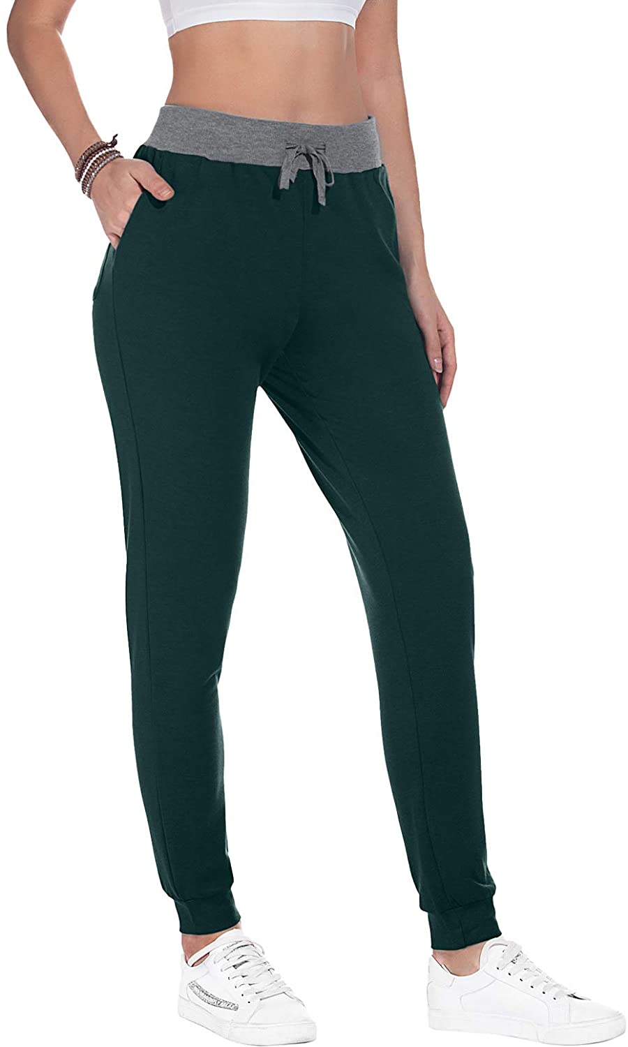 JuneFish Women Joggers Cozy Sweatpants Tapered Active Yoga Lounge Track Pants with Pockets