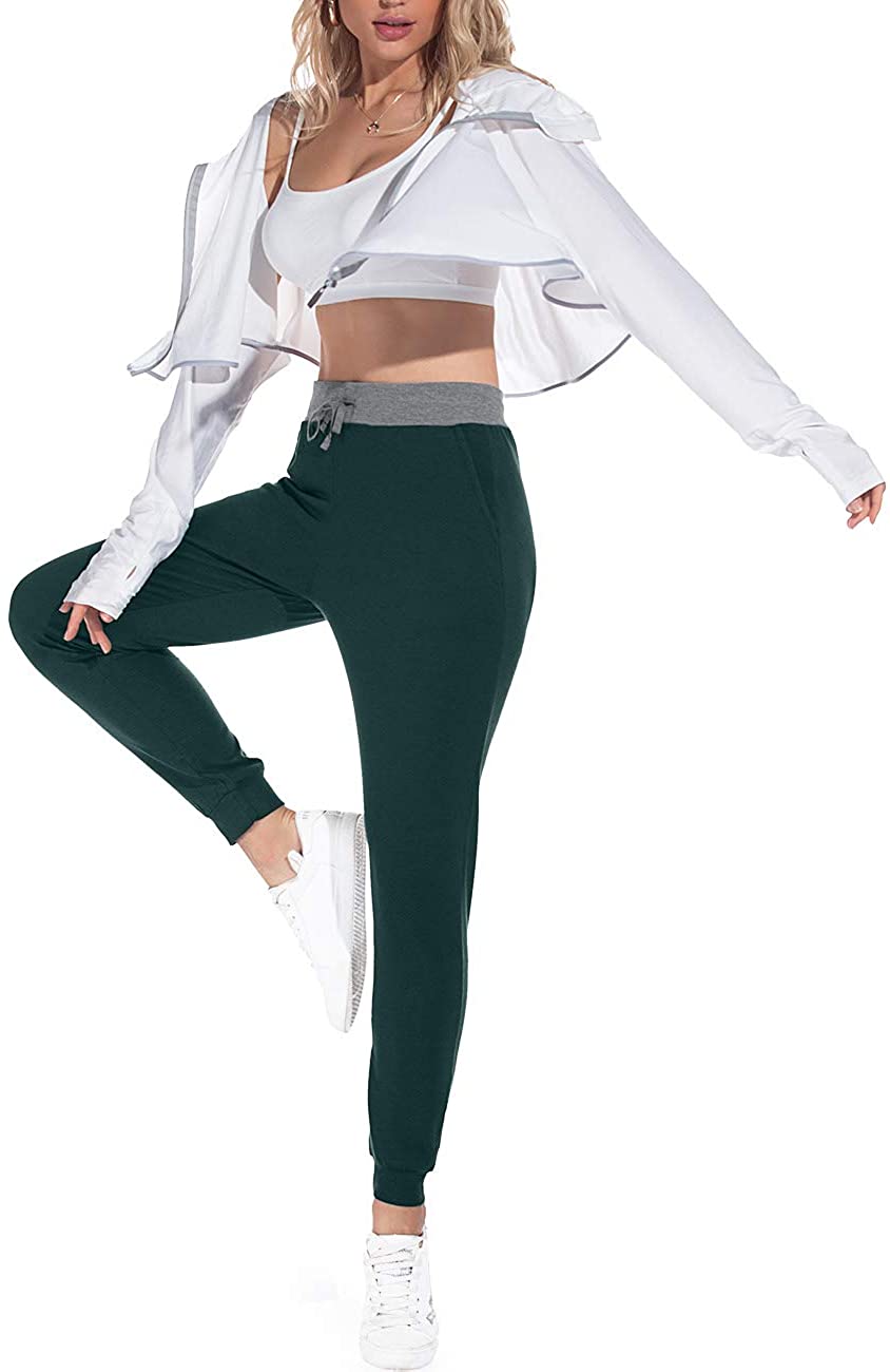 JuneFish Women Joggers Cozy Sweatpants Tapered Active Yoga Lounge Track Pants with Pockets