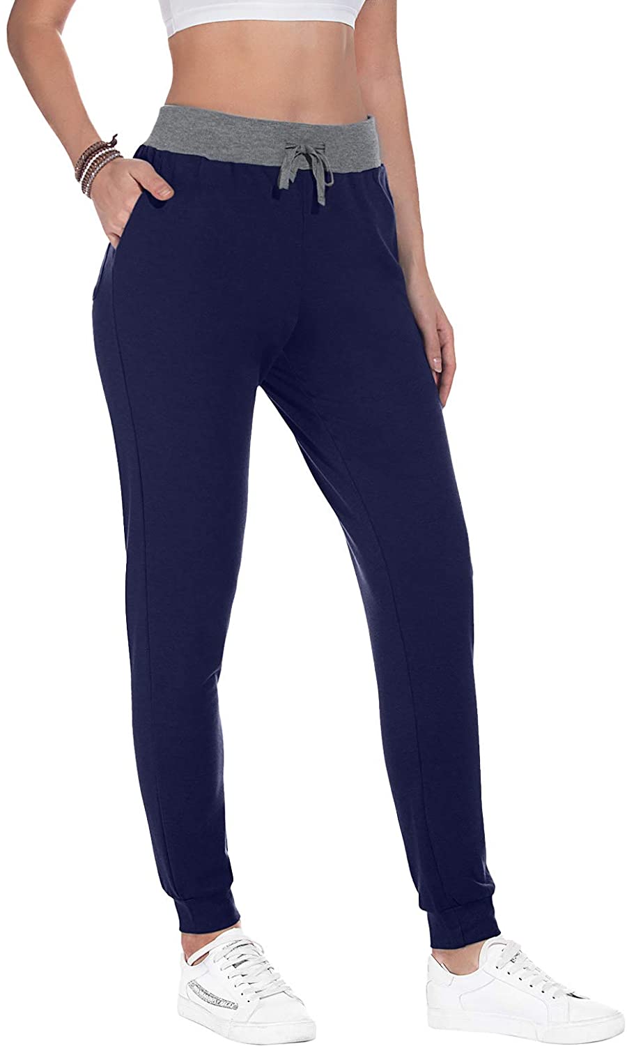 JuneFish Women Joggers Cozy Sweatpants Tapered Active Yoga Lounge Track Pants with Pockets