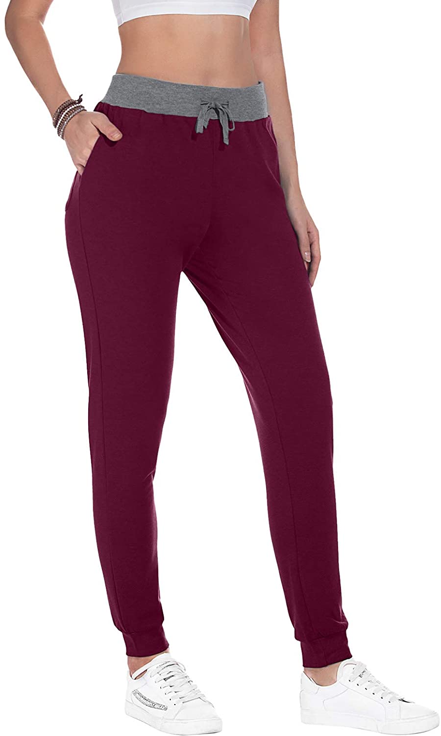 JuneFish Women Joggers Cozy Sweatpants Tapered Active Yoga Lounge Track Pants with Pockets