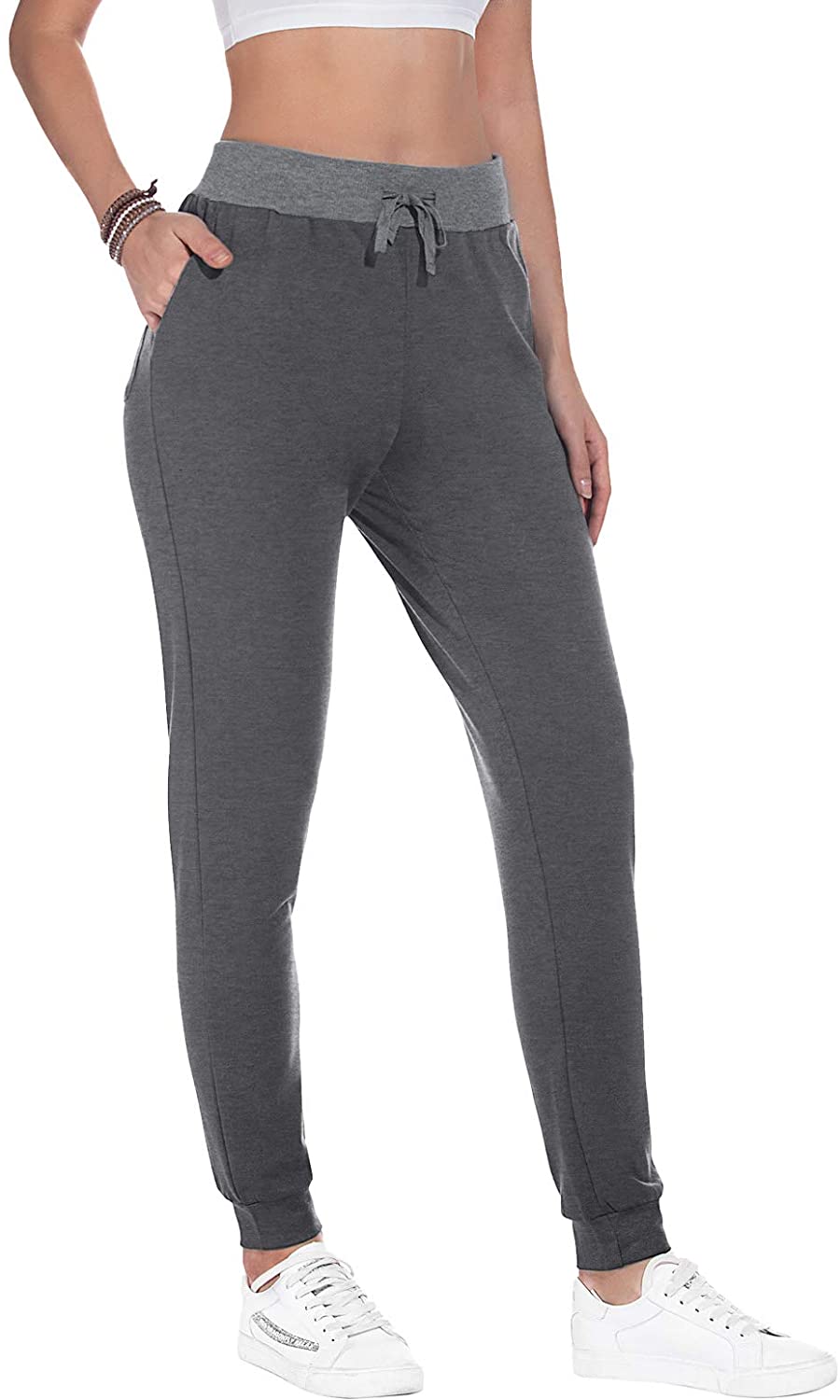 JuneFish Women Joggers Cozy Sweatpants Tapered Active Yoga Lounge Track Pants with Pockets