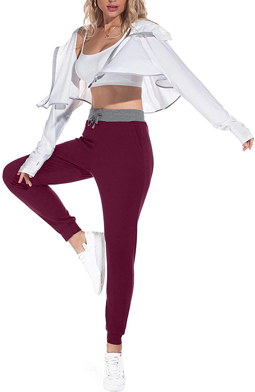 JuneFish Women Joggers Cozy Sweatpants Tapered Active Yoga Lounge Track Pants with Pockets