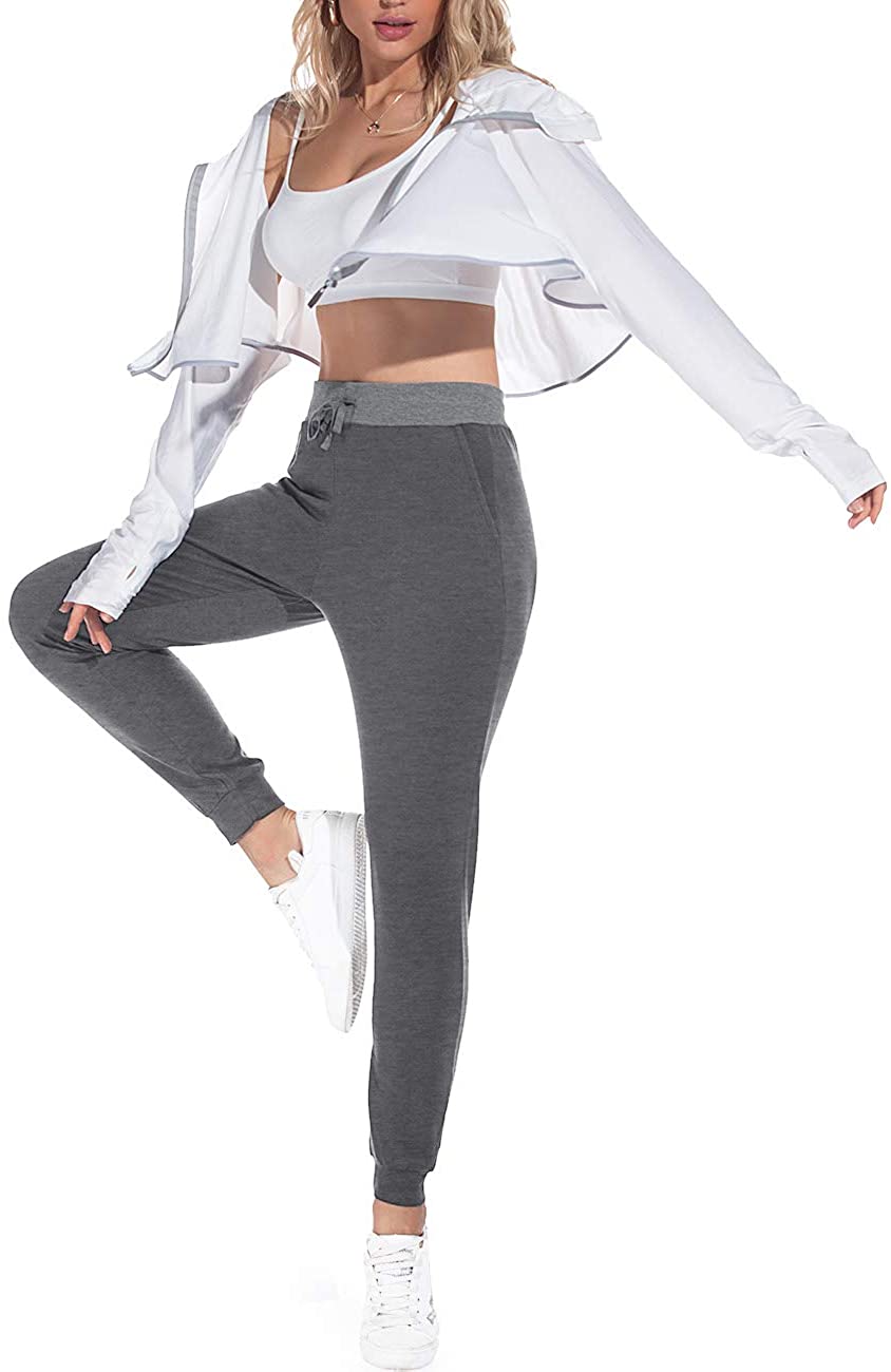 JuneFish Women Joggers Cozy Sweatpants Tapered Active Yoga Lounge Track Pants with Pockets