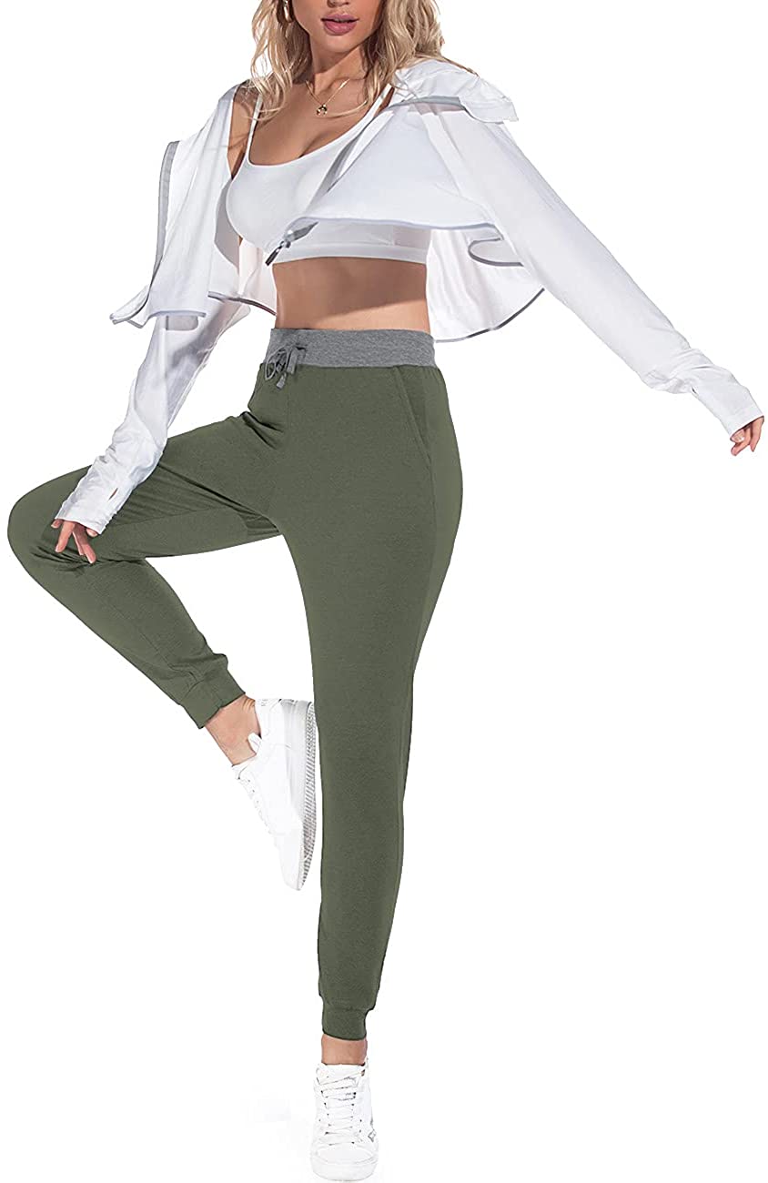 JuneFish Women Joggers Cozy Sweatpants Tapered Active Yoga Lounge Track Pants with Pockets