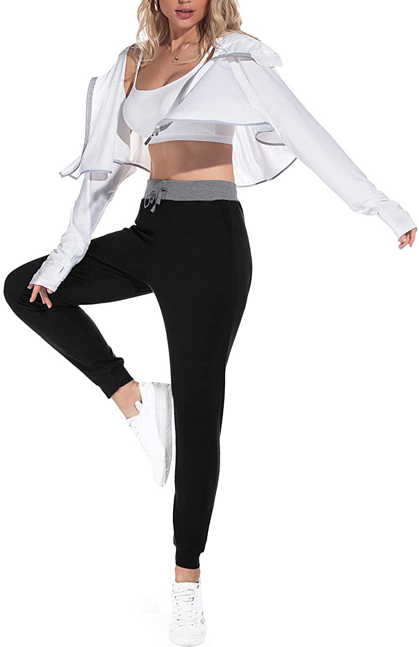 JuneFish Women Joggers Cozy Sweatpants Tapered Active Yoga Lounge Track Pants with Pockets