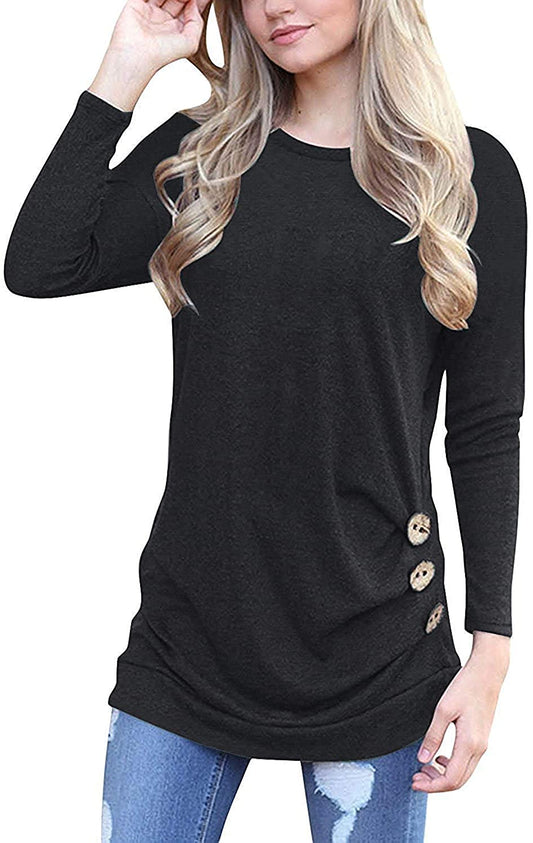 JuneFish Women's Casual Long Sleeve Tunic Tops Fall T-shirt Blouses