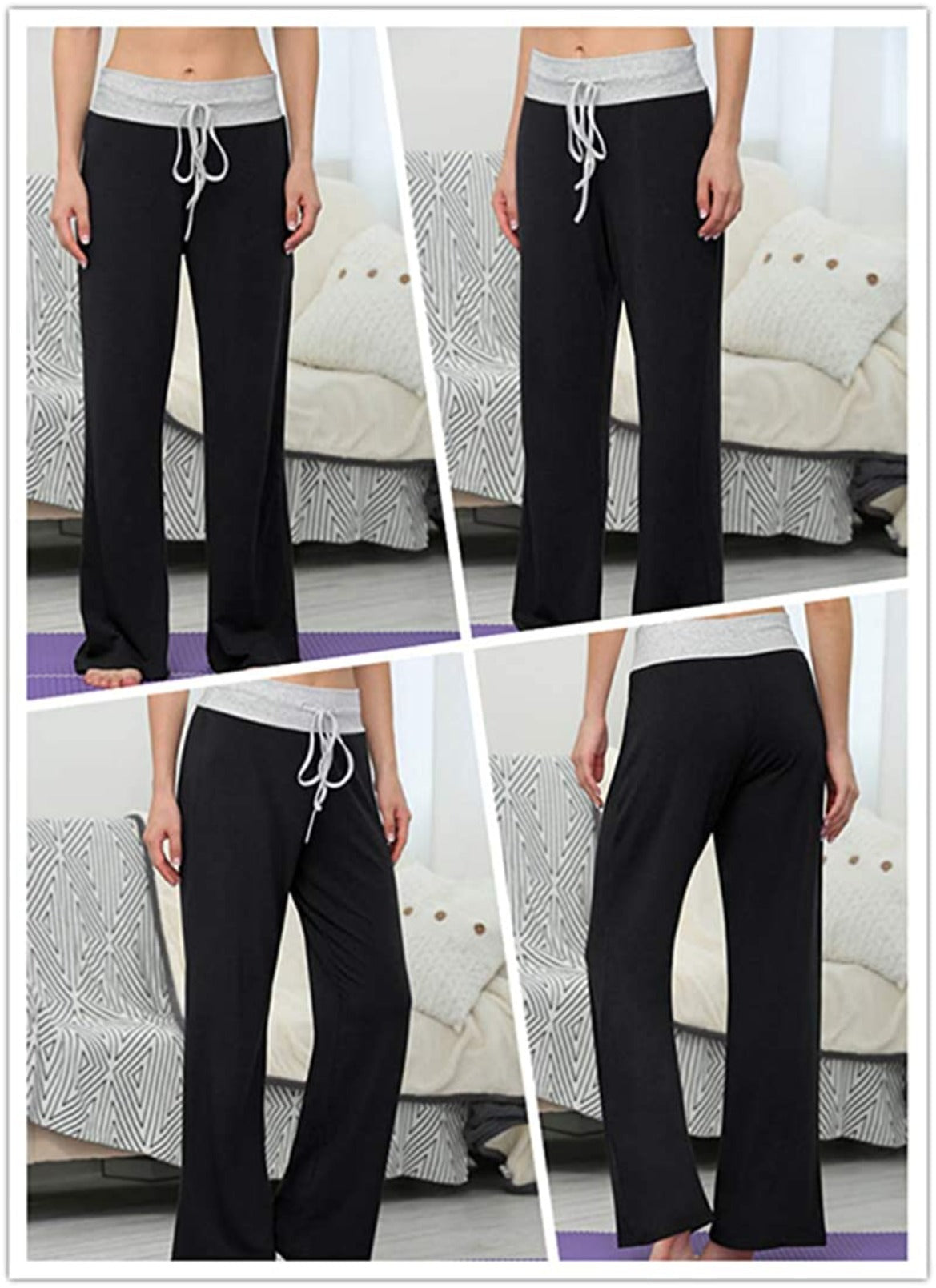 JuneFish Women Wide Leg Pants Casual Stretch Yoga Pant Palazzo Lounge Pants