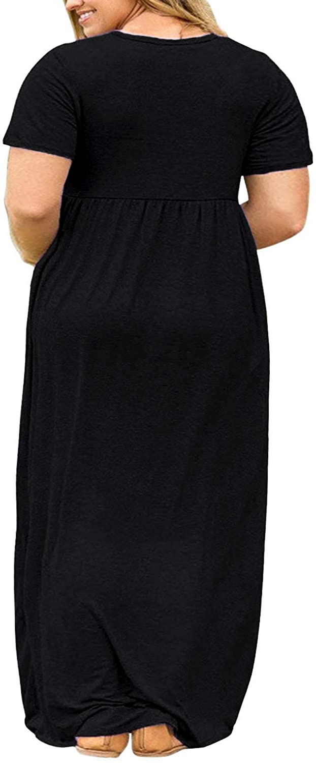 JuneFish Women's Summer Plus Size 2X to 6X Maxi Loose Dress with Pockets