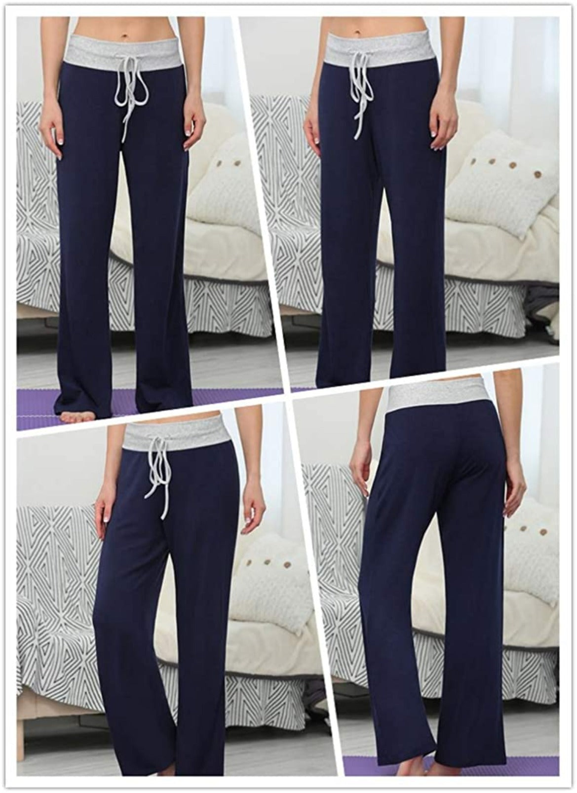 JuneFish Women Wide Leg Pants Casual Stretch Yoga Pant Palazzo Lounge Pants